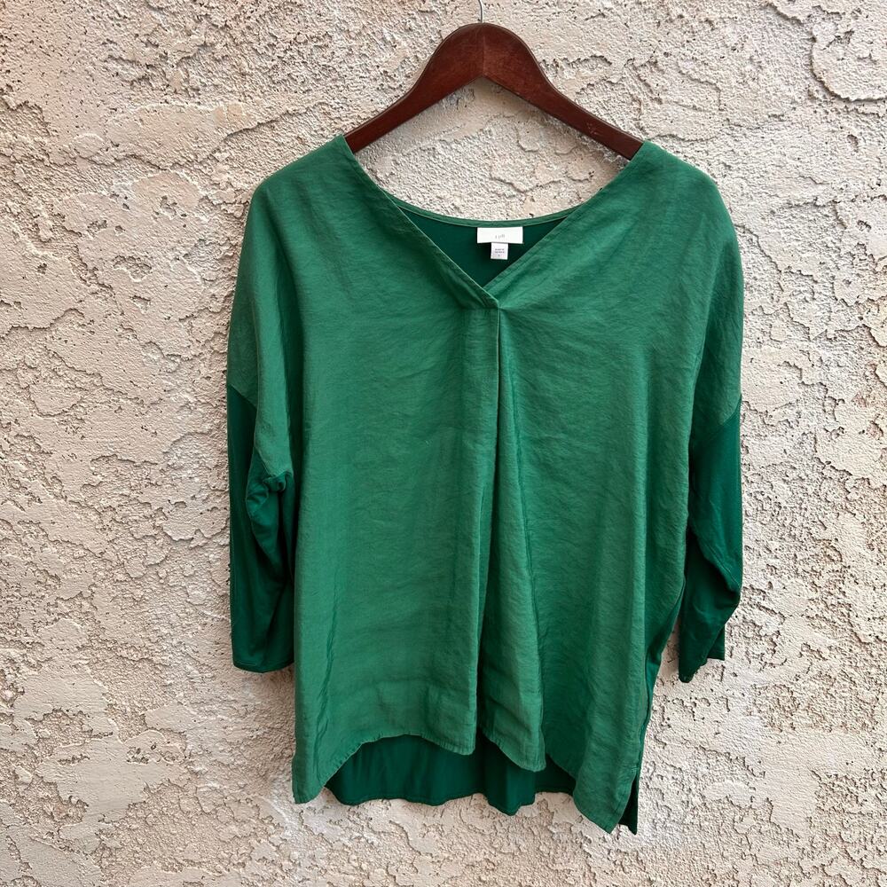 J.Jill Green V-Neck Tunic Top Size Large